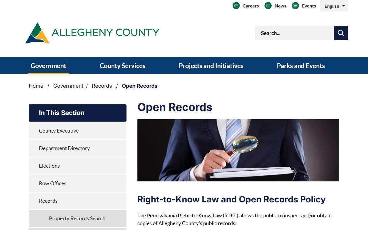 Allegheny County warrant records Right-to-Know request procedures