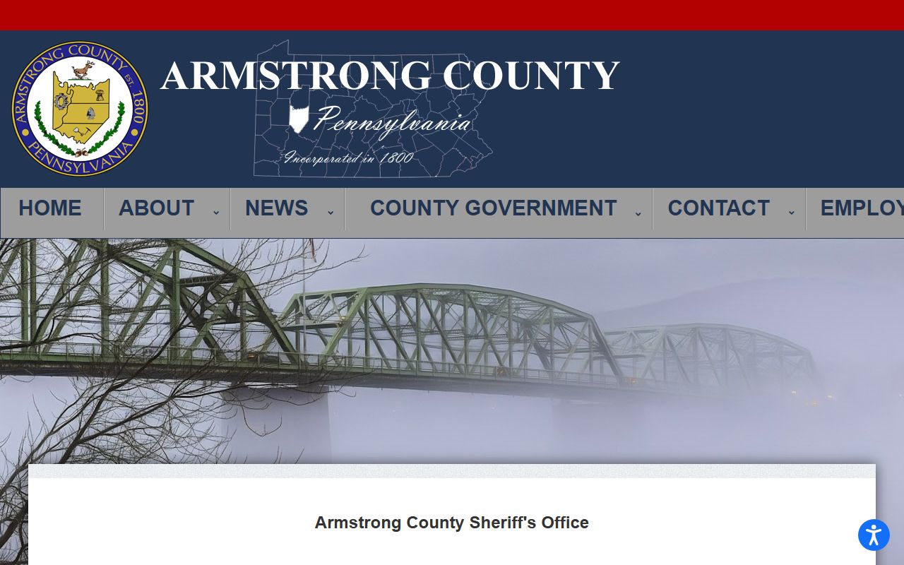 Armstrong County warrant records Sheriff's Office website page