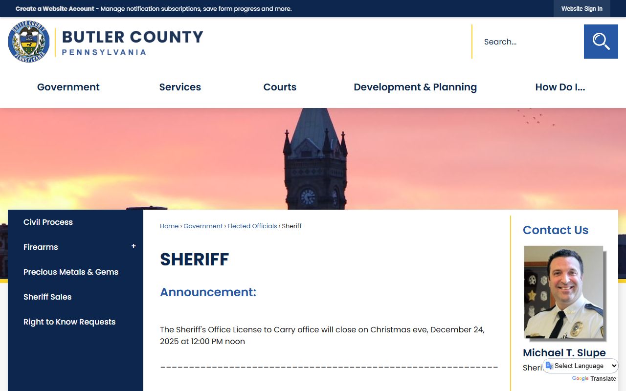 Butler County Sheriff warrant portal for searching Butler County warrant records