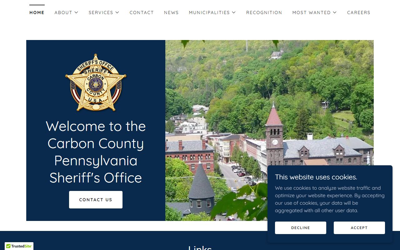 Carbon County Sheriff warrants page for Carbon County warrant records