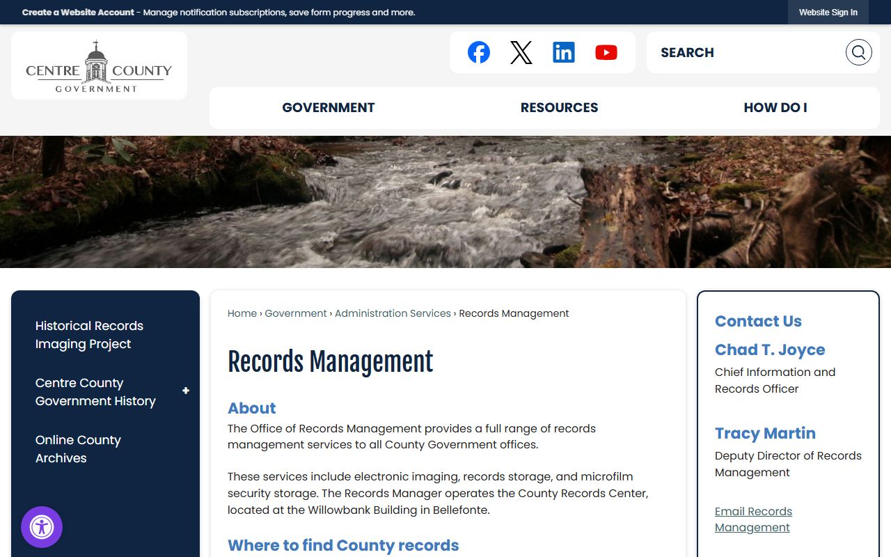 Centre County Records Management office for warrant record guidance