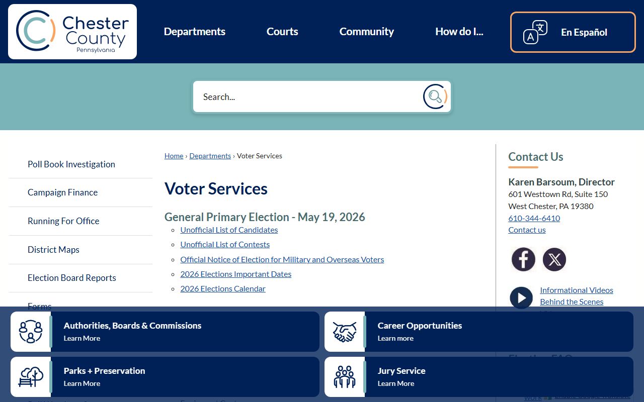 Chester County Clerk of Courts website for criminal case records