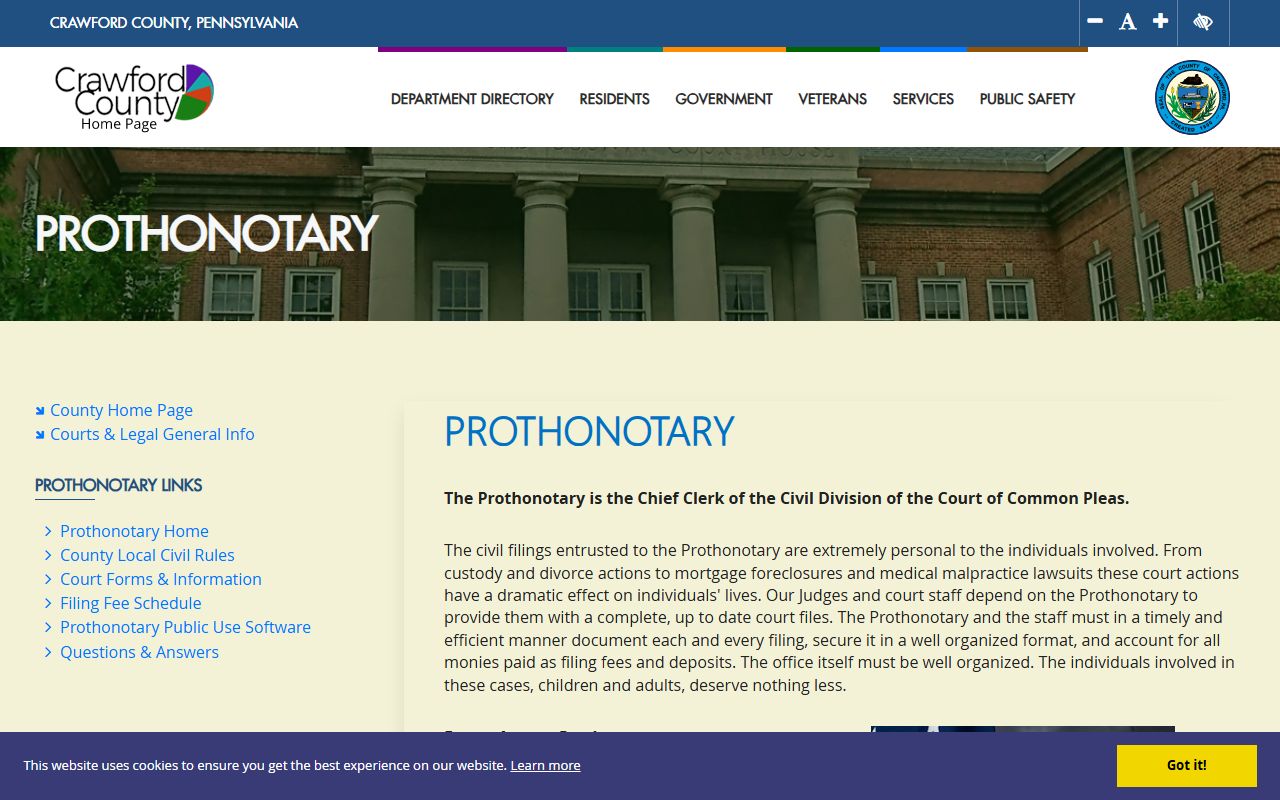 Crawford County Prothonotary website for court records