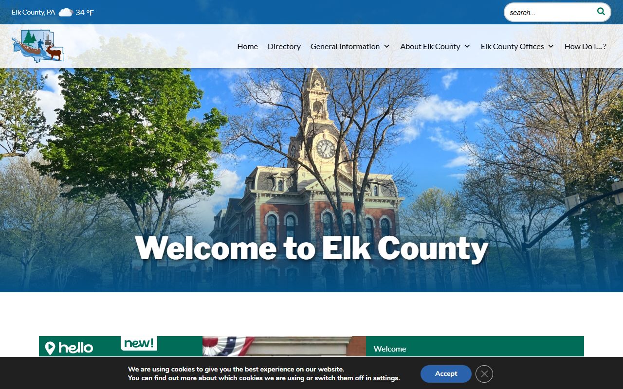 Elk County Prothonotary and Clerk of Courts office for warrant records and court case access