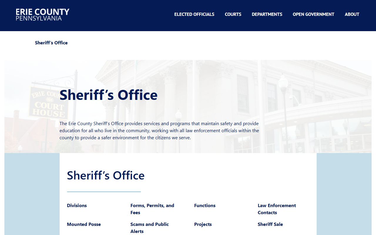 Erie County Sheriff's Office warrant division and Erie County warrant records