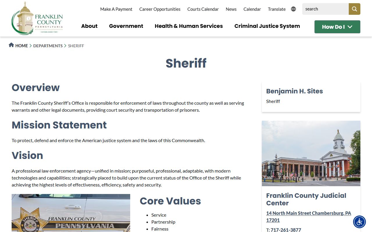 Franklin County Sheriff's Office website for warrant records