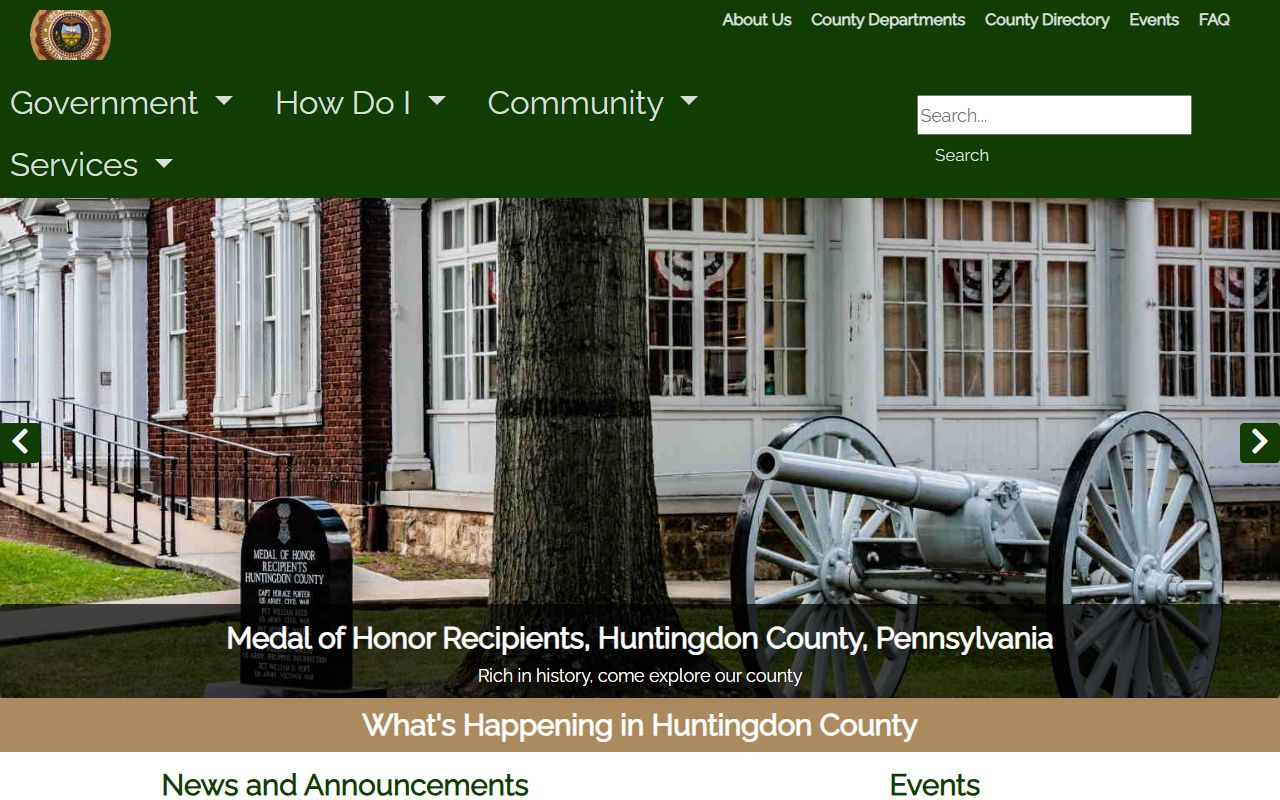 Huntingdon County Sheriff's Office website for warrant record searches