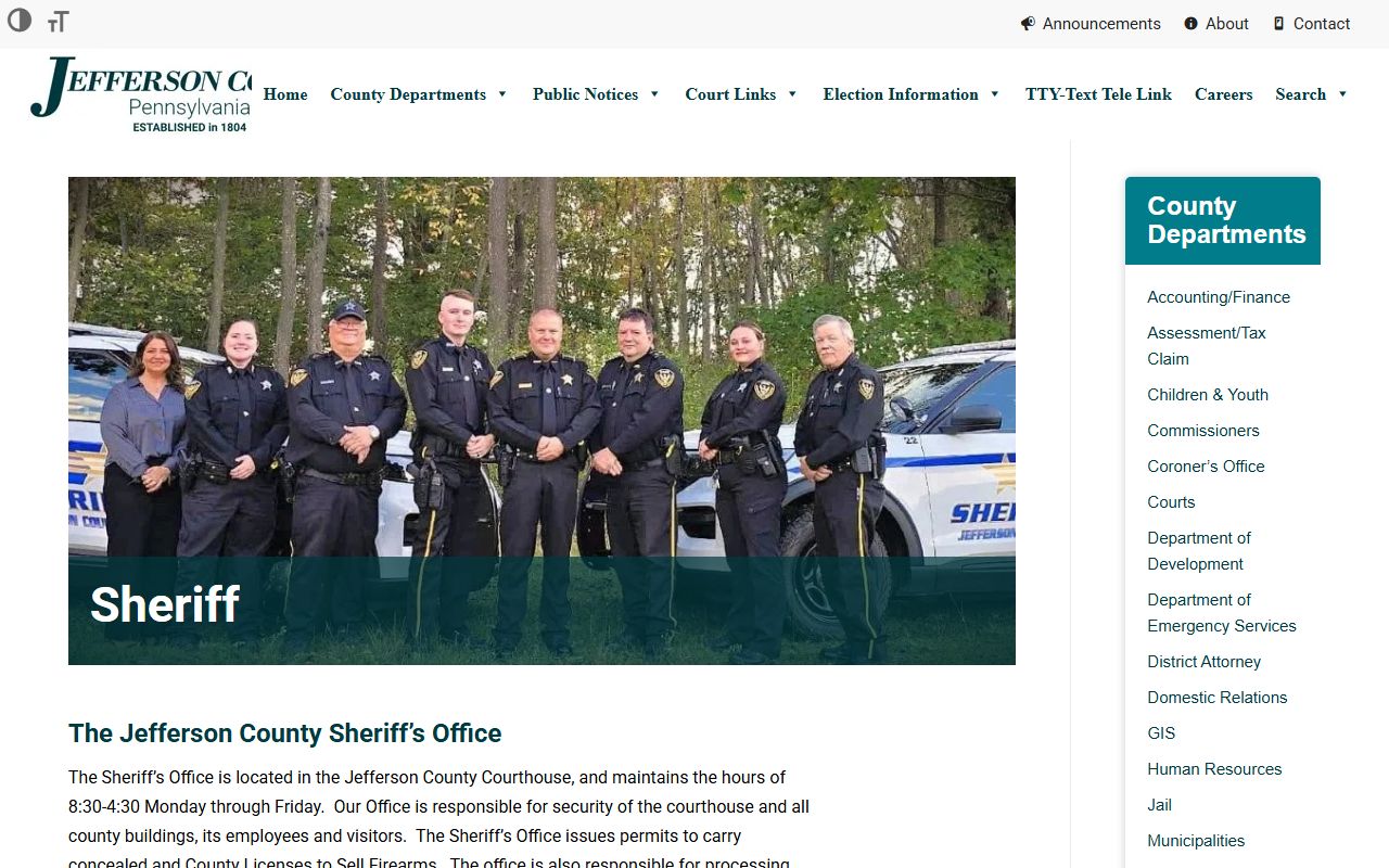 Jefferson County Sheriff's Office website for warrant records