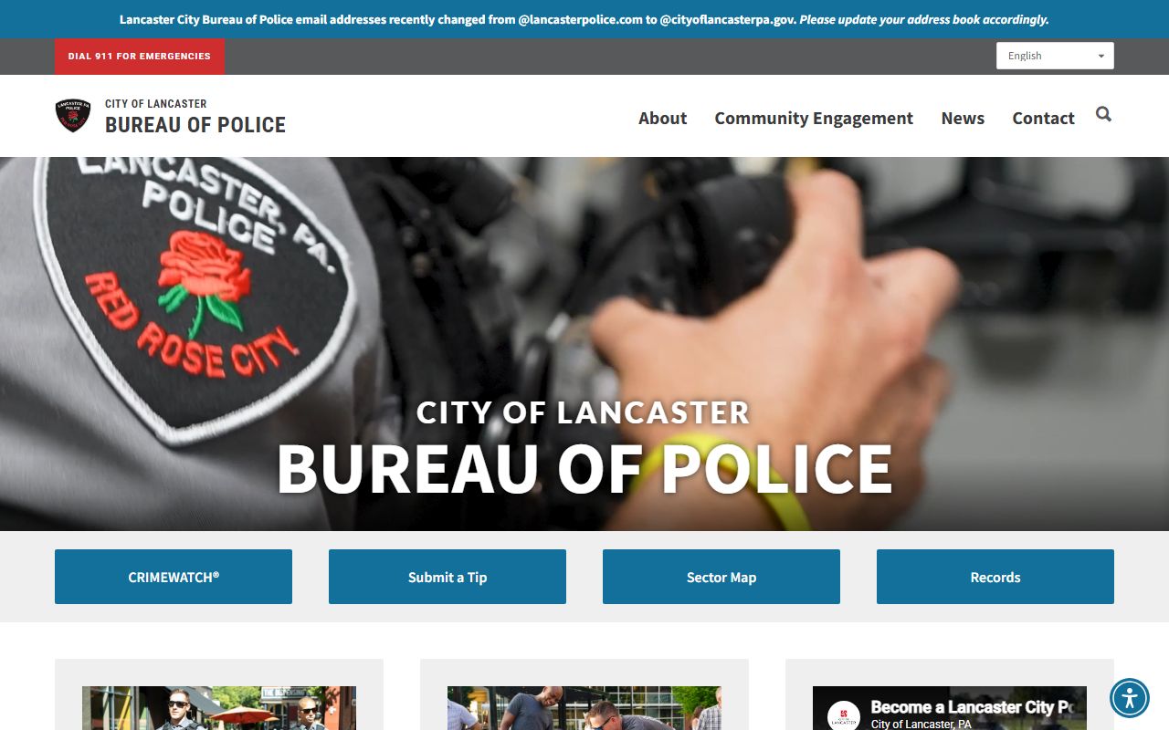 Lancaster City Bureau of Police website for warrant records