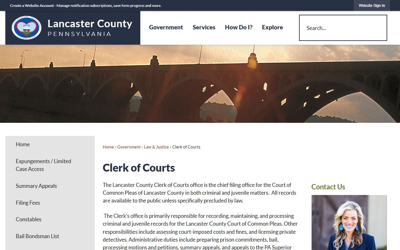 Lancaster County Clerk of Courts website for warrant records
