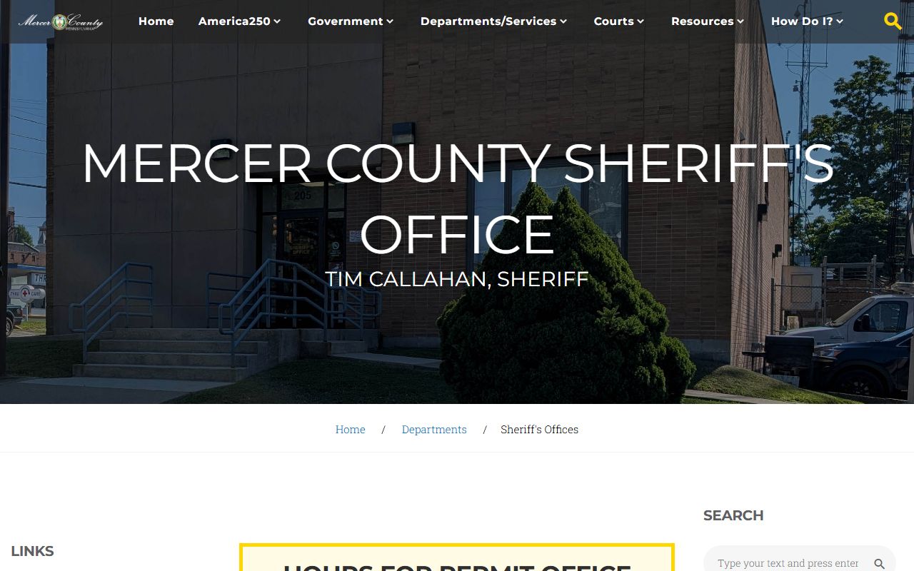 Mercer County Sheriff's Office website for warrant records