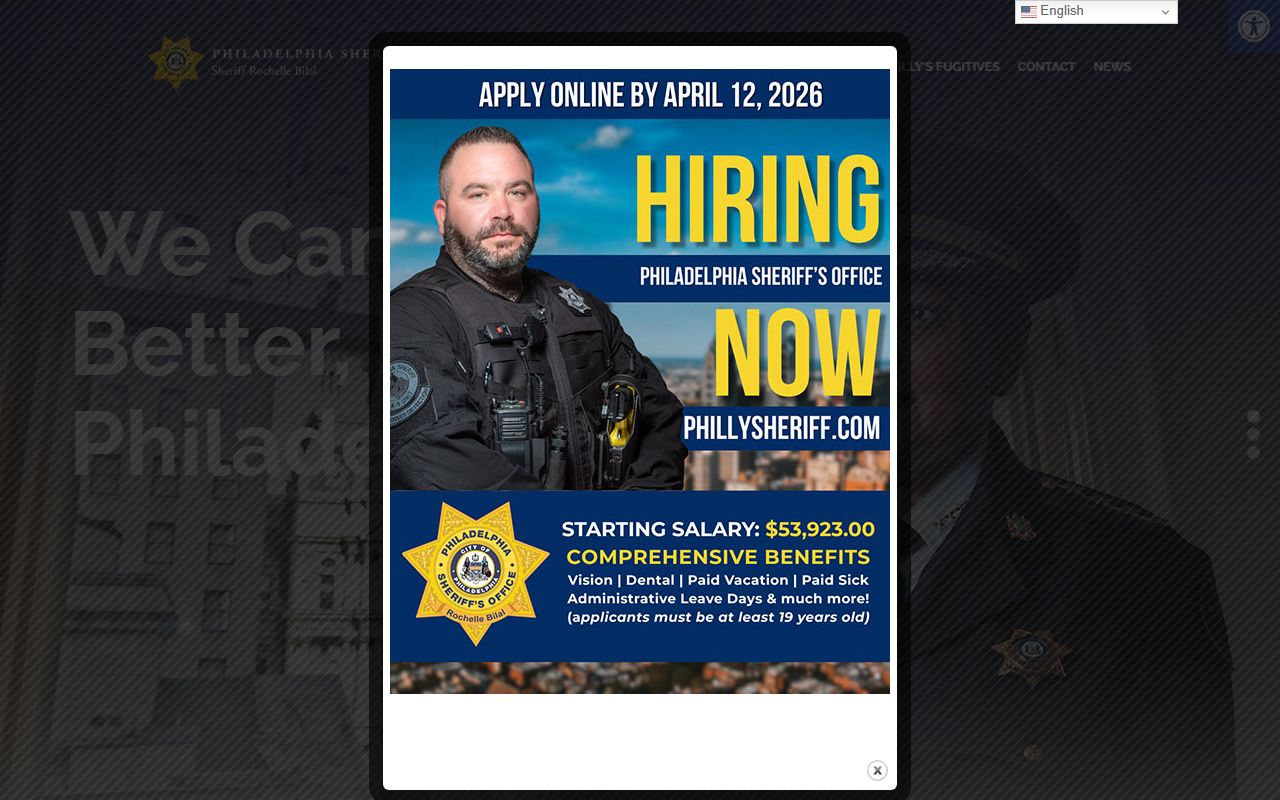 Philadelphia Sheriff's Office website for warrant records in Philadelphia County