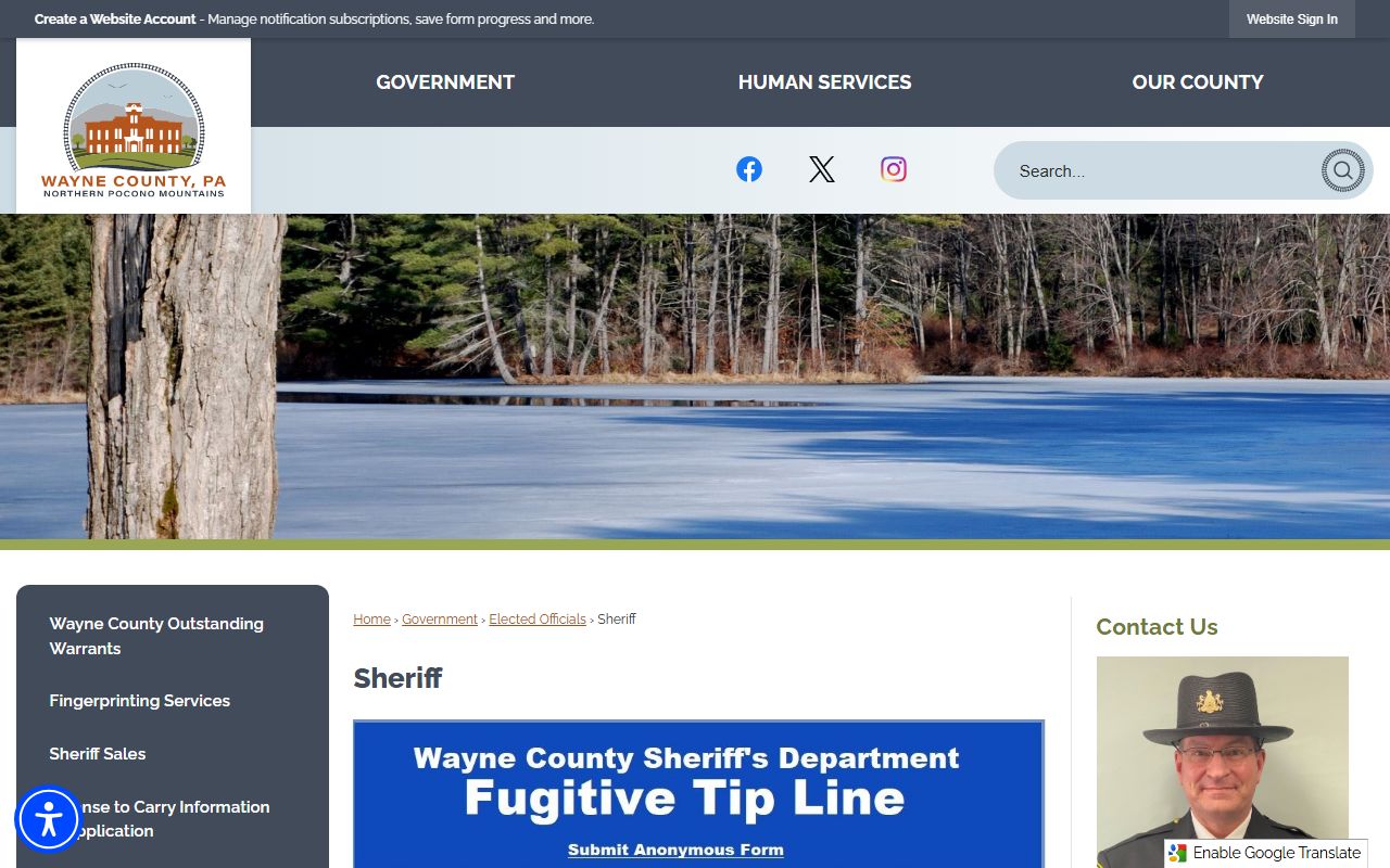 Wayne County Sheriff's Office website for warrant records